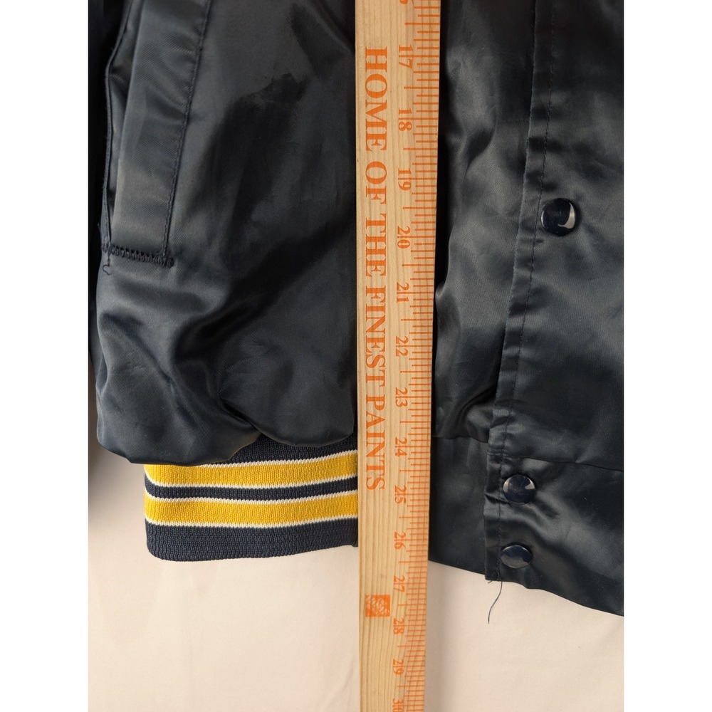 Soffe Jackets Varsity Bomber Jacket Mens Large Blue Satin Navy Military Vintage - Picture 3 of 8